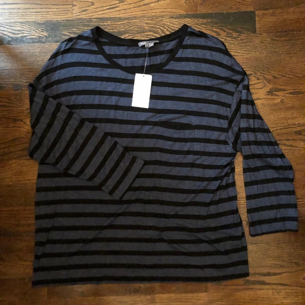Vince Navy Striped Long Sleeve
